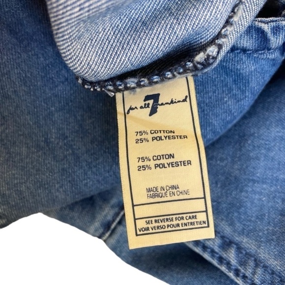 NWT 7 For All Mankind Girl Sleeveless Denim Romper Button Front Medium Wash Sz L - Picture 8 of 13